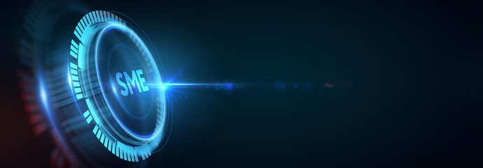 Business, technology, internet and network concept. Virtual screen of the future and sees the inscription: SME. 3d illustration