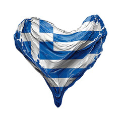 Representation of the flag of Greece, made with heart-shaped brush strokes on a transparent background