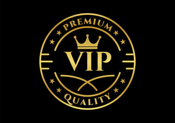 VIP stamp, label or badge. Premium quality symbol. Vector illustration. 
