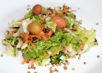 Green salad fresh vegetables and olives
