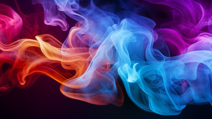 Multicolored Smoke on a black background.