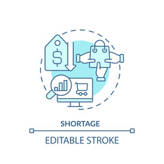 Shortage soft blue concept icon. Product exceeding supply. Low prices. Limited production. Round shape line illustration. Abstract idea. Graphic design. Easy to use in brochure marketing