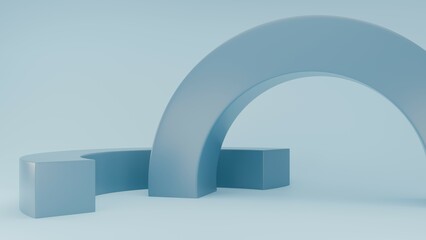 3D Rendering abstract blue curve background