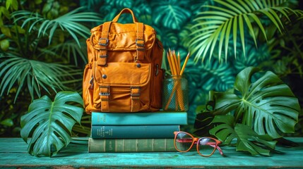 A Backpack and Books on a Table A Monthly Meetup for Book Lovers Generative AI