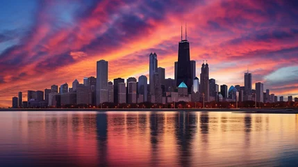 Papier Peint photo Lavable Etats Unis Chicago skyline 