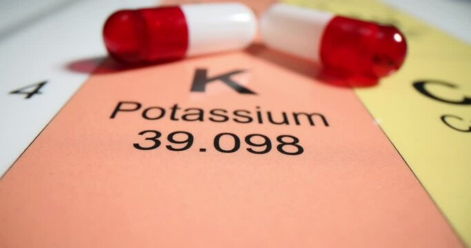 Pharmaceutical medicine potassium tablet and periodic table of chemical elements