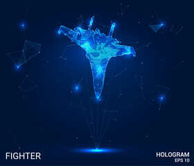 Hologram Fighter. Explore the skies in this vector, featuring a holographic fighter jet. A futuristic tribute to aerial prowess and military technology.