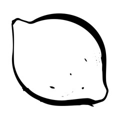レモンの和風ベクターイラスト（白黒）。