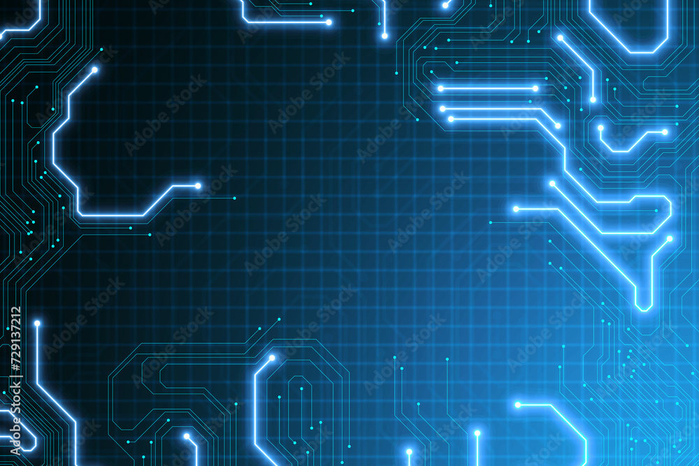 Aufkleber creative digital blue circuit grid backdrop. landing page concept. technology, innovation and ai con