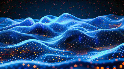 Abstract digital background with blue light patterns, symbolizing futuristic technology and modern...