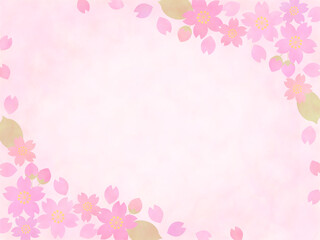 水彩風桜の背景フレーム
