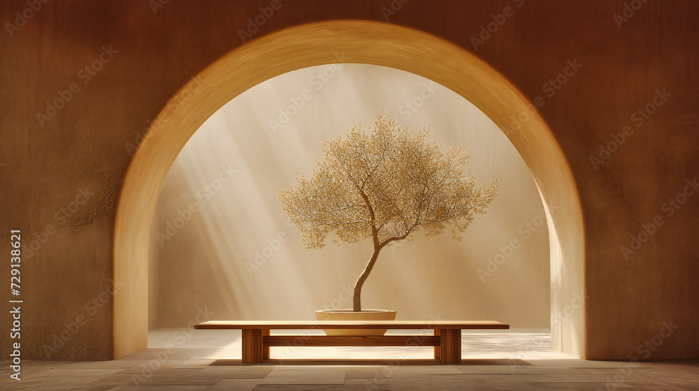 Poster silhouette of a tree against a nature-inspired background, creating an artistic and serene scene sym