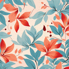 Beautiful floral motif. Leaves intertwined i
