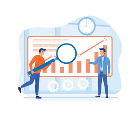 Data science concept. People analysis processing and provision of data Research, statistics, marketing, study performance indicators.  flat vector modern illustration 