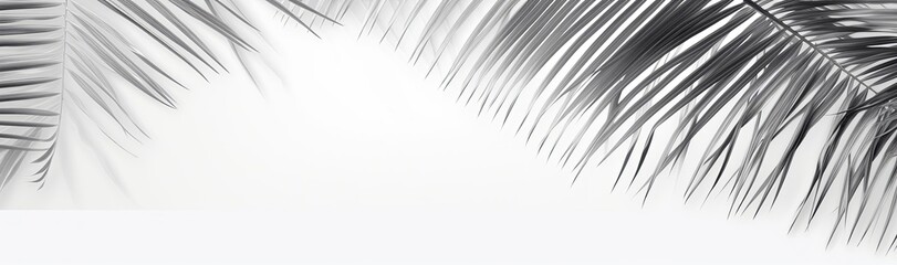 Obraz premium Light gray coconut leaves and palm leaves on a white background.