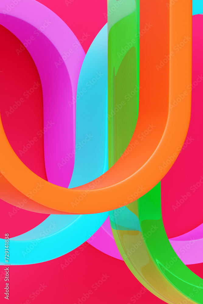 Poster 3d illustration of geometric colorful wave surface. pattern of simple geometric shapes