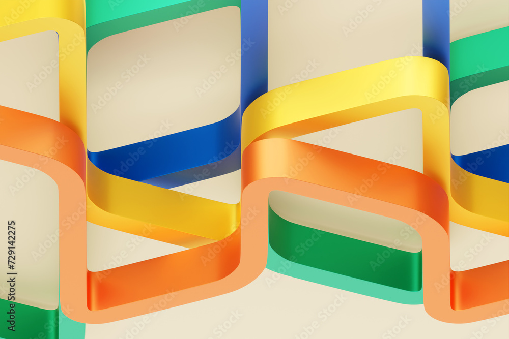 Poster abstract poster design with colorful geometric shapes. 3d pattern of lines. 3d illustration, templat