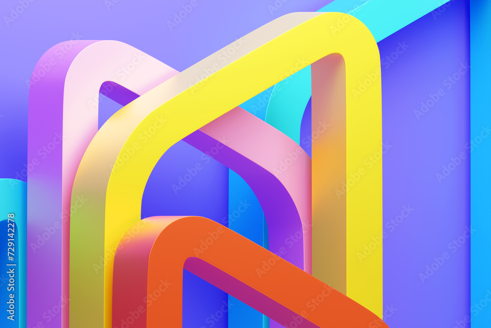 Poster abstract poster design with colorful geometric shapes. 3d pattern of lines. 3d illustration, templat
