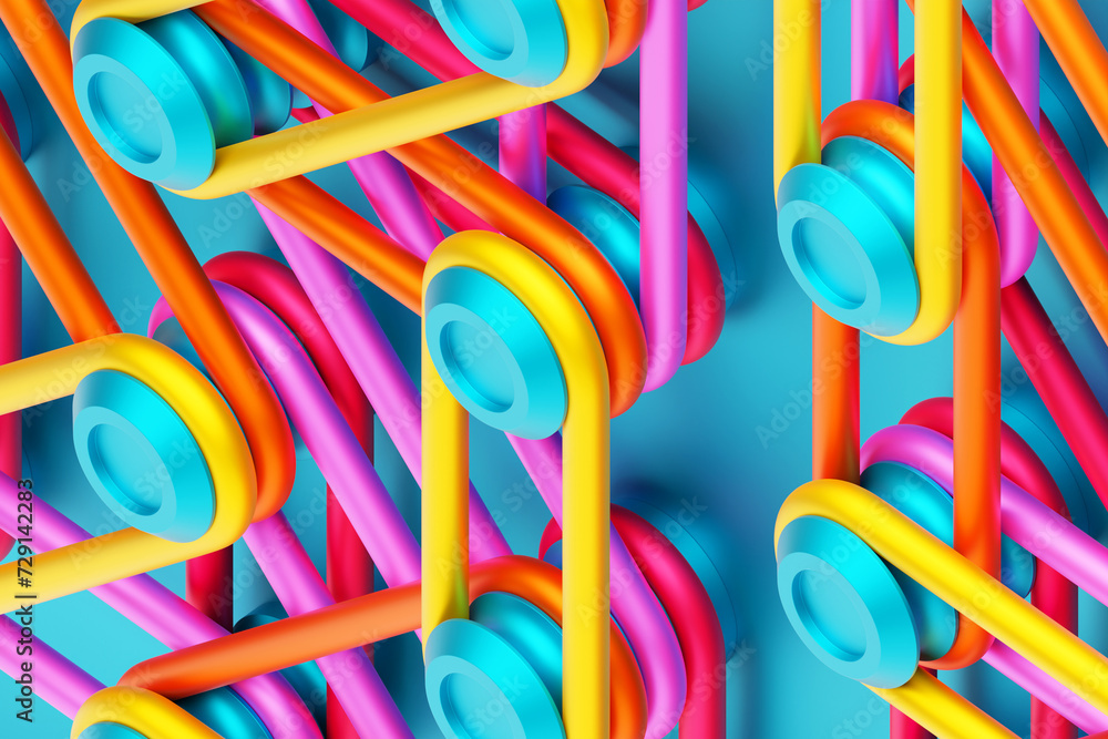 Poster abstract poster design with colorful geometric shapes. 3d pattern of lines. 3d illustration, templat