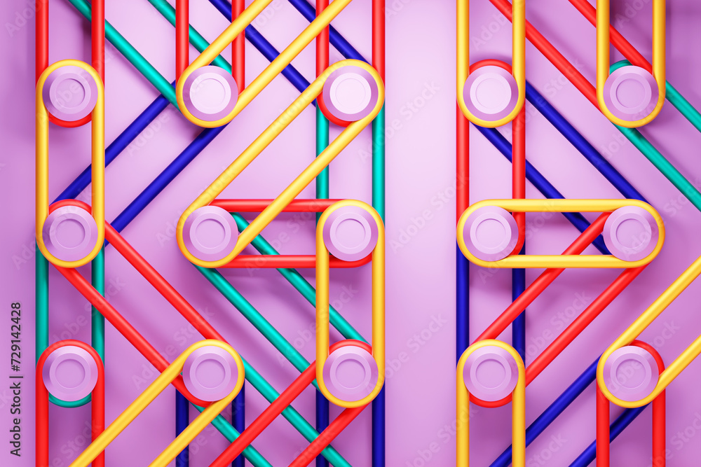 Poster abstract poster design with colorful geometric shapes. 3d pattern of lines. 3d illustration, templat