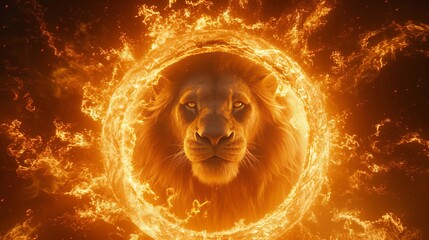 Fiery lion embodying the passionate and energetic traits of leo, exuding radiant strength and pride.