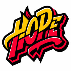 The word HOPE in street art graffiti lettering vector image style on a white background. - obrazy, fototapety, plakaty