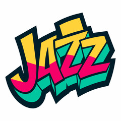 The word JAZZ in street art graffiti lettering vector image style on a white background. - obrazy, fototapety, plakaty
