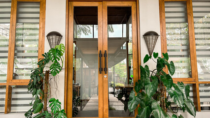 house door decorated with plants
