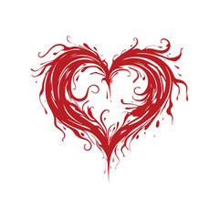 Ornamental artistic valentine heart vector silhouette.
