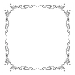 Elegant black and white ornamental frame, decorative border, corners for greeting cards, banners, business cards, invitations, menus. Isolated vector illustration.	