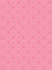 Pink vector heart pattern background Valentine's day polka dot outline