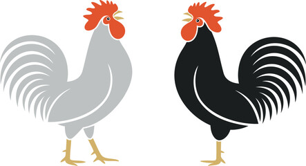 Rooster logo. Isolated rooster on white background