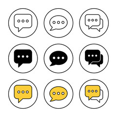 Chat icon set vector. speech bubble sign and symbol. comment icon. message