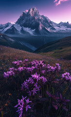 Fototapeta na wymiar flowers in the mountains, generative ai