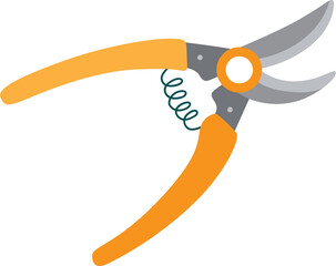 Garden pruners flat vector icon isolated on transparent background. Scissors for pruning branches.