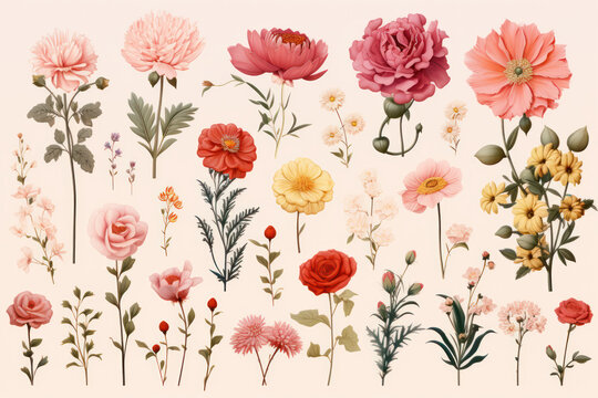 An image of flowers on a pink background, generative AI