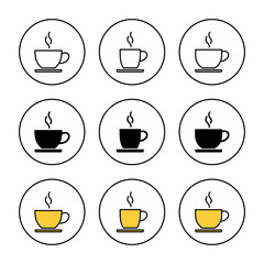 coffee cup icon set vector. cup a coffee sign and symbol