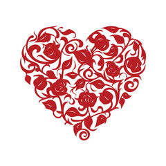 Ornamental artistic valentine heart vector silhouette.
