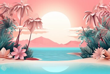 Fototapeta na wymiar Summer sea illustration on natural background