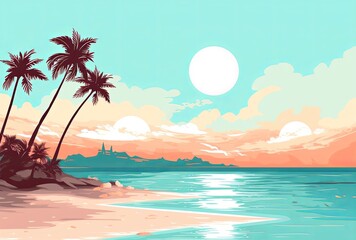 Fototapeta na wymiar Summer sea illustration on natural background