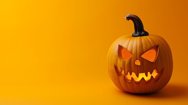 Halloween pumpkin isolated on yellow background