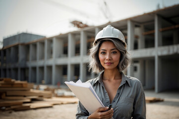Asian architect on site