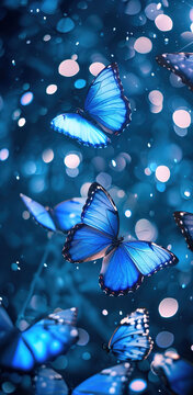 butterfly on blue background, generative ai