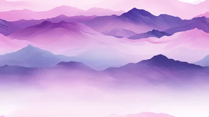 Fotobehang purple Panorama of mountains. Different shades of violet. Watercolor blur. Generative AI © anna