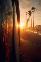 Beautiful seaside beach street at sunset view ultra HD wallpaper image