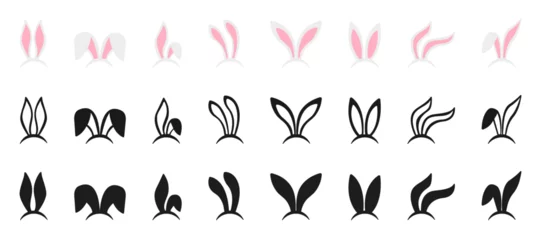 Fotobehang Bunny ears mask. Easter Rabbit ear spring hat. Easter Bunny ears kid headband. Bunny or Rabbit ears mask collection © smile3377