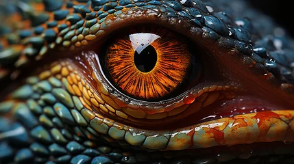Foto op Canvas Chameleon Eye The incredible details of a chameleon's eye © avivmuzi