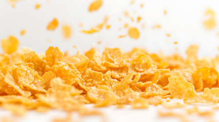 stock photo,sprinkle corn flakes, on a white background