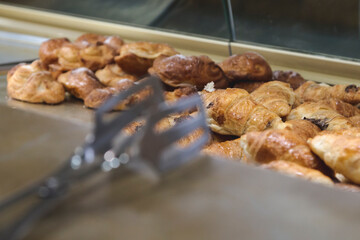 Croissants in glass case