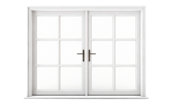 White Door Window Frame on a White or Clear Surface PNG Transparent Background